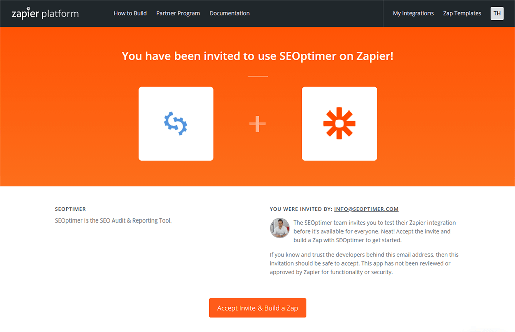 Invitación de Zapier